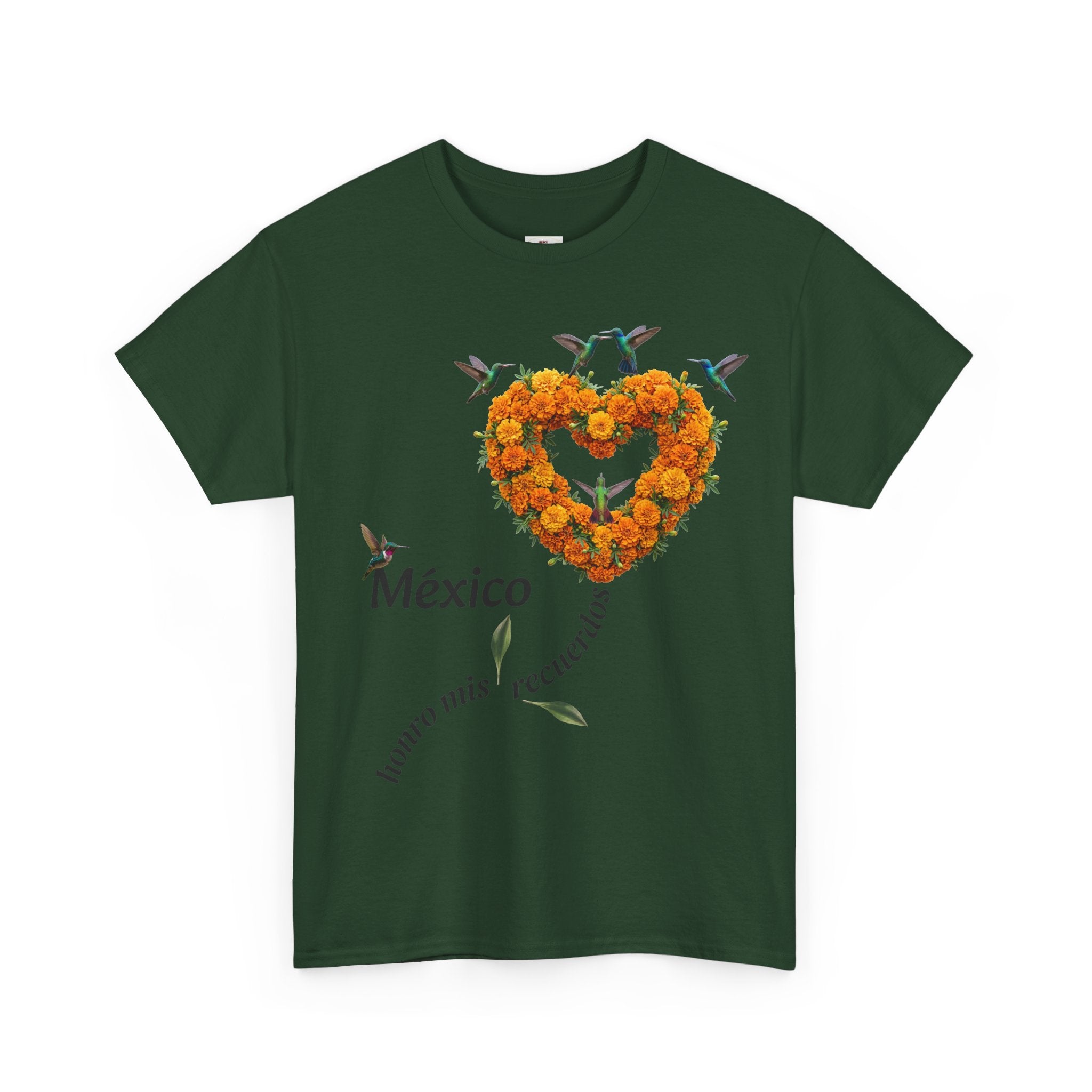 Mexico Marigold Heart T-Shirt – "tomo mis recuerdos" Día de Muertos Tribute