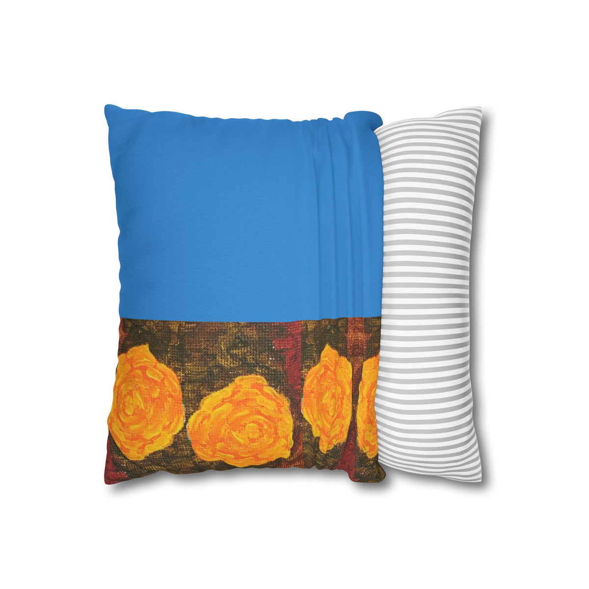 Solo Funda, no incluye relleno. Floral Block Throw Pillowcase — Yellow Rose Art on Blue