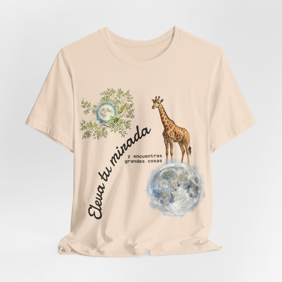Giraffe Moon Tee — "Eleva tu mirada" Inspirational Graphic T-Shirt
