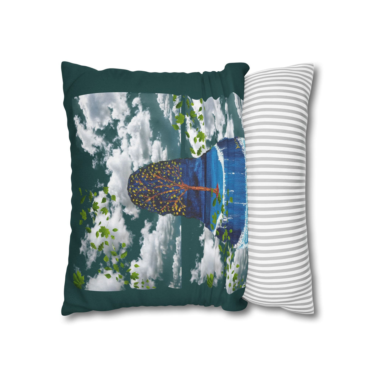 Solo Funda, no incluye relleno. Solid Teal Square Pillowcase — Spun Polyester Decorative Throw Pillow Cover