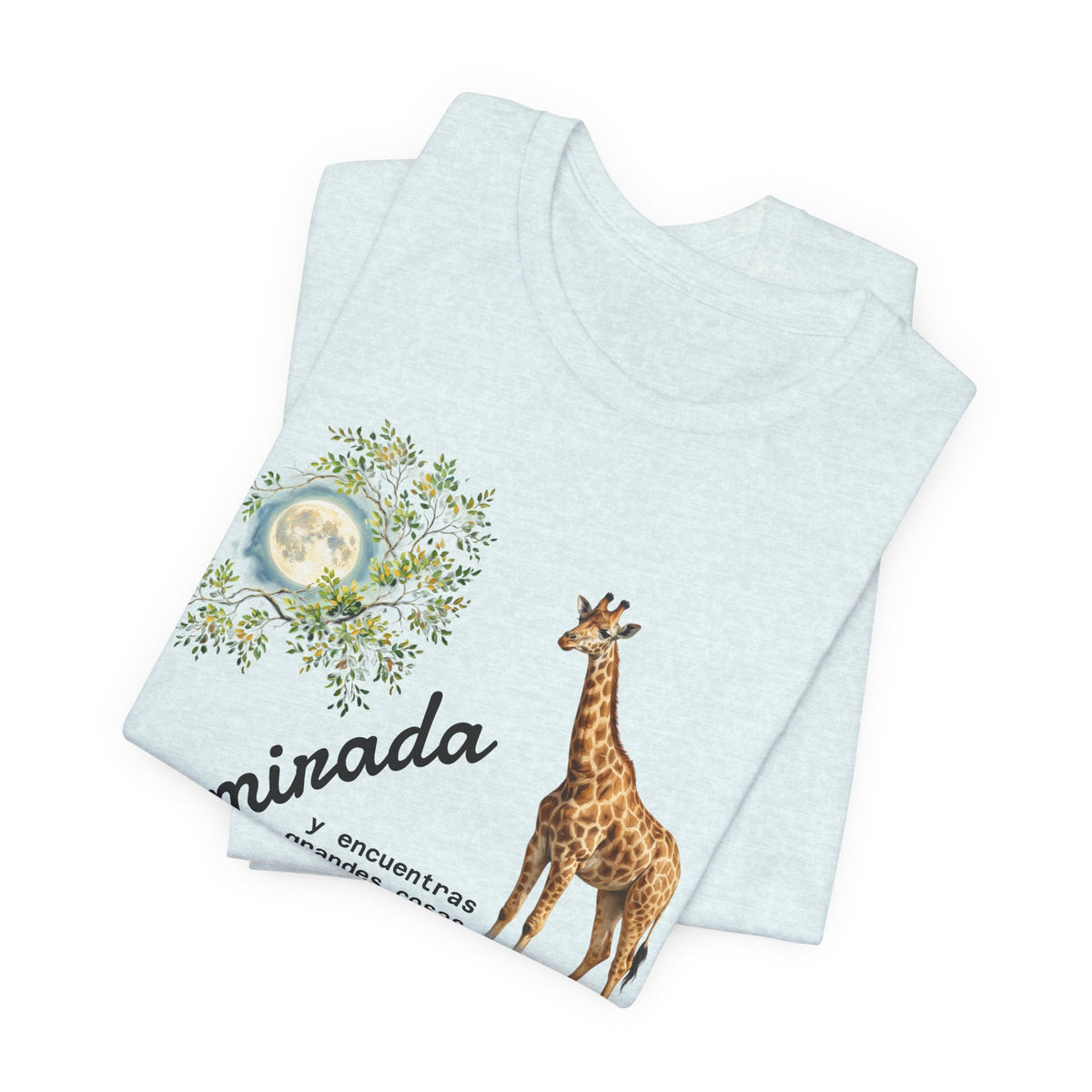 Giraffe Moon Tee — "Eleva tu mirada" Inspirational Graphic T-Shirt