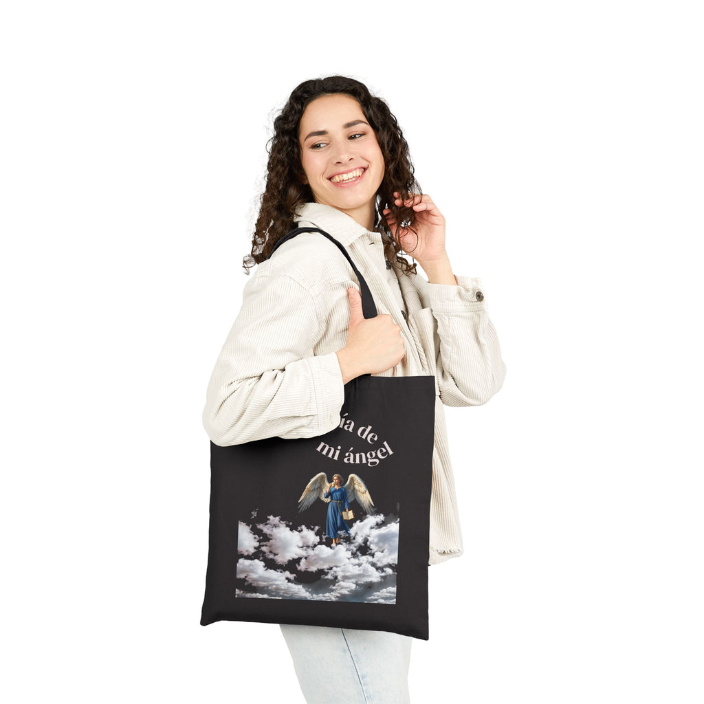 Tote Bag — "En compañía de mi ángel" Religious Angel Canvas Tote