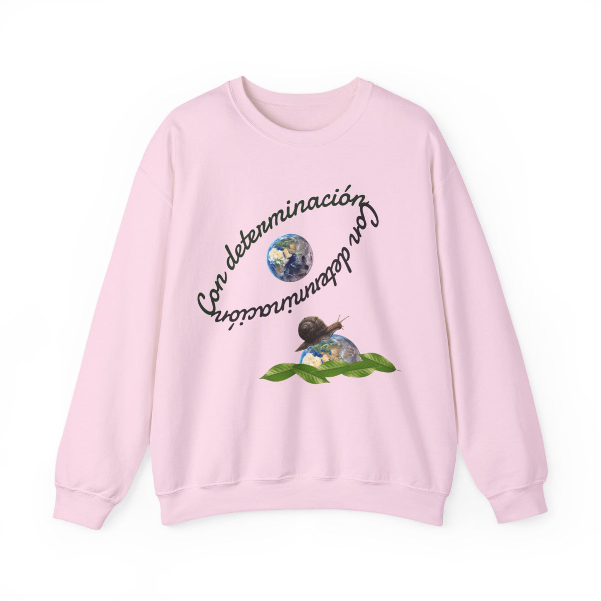 Crewneck Sweatshirt — "Con determinación" Earth & Sloth Eco Graphic