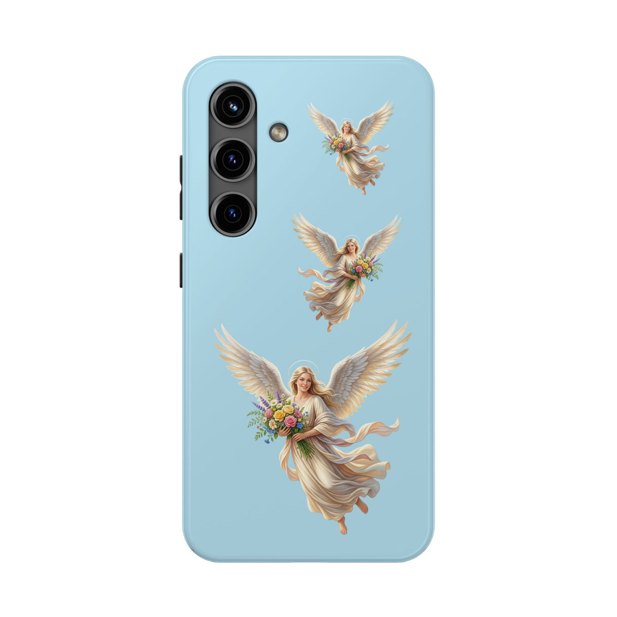Angel Print Tough Phone Case — Vintage Cherub Guardian on Sky Blue