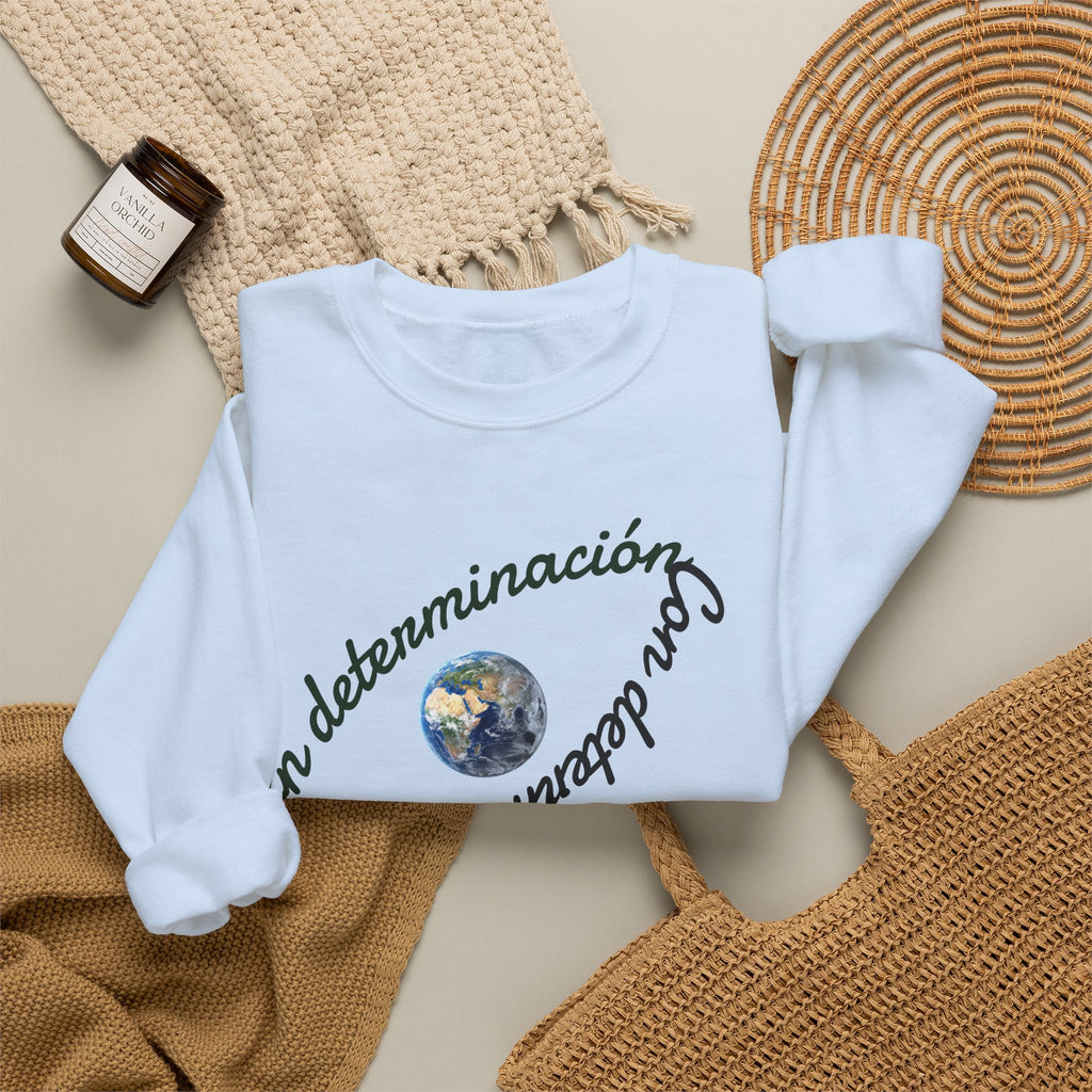Crewneck Sweatshirt — "Con determinación" Earth & Sloth Eco Graphic
