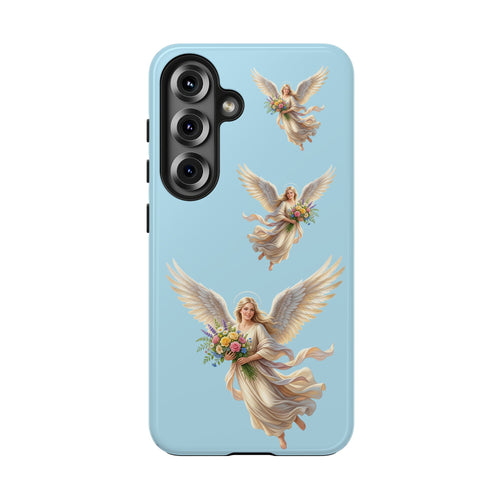 Angel Print Tough Phone Case — Vintage Cherub Guardian on Sky Blue