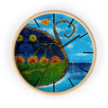 Coastal Sunrise Art Wall Clock — Whimsical Seascape with Sunflowers