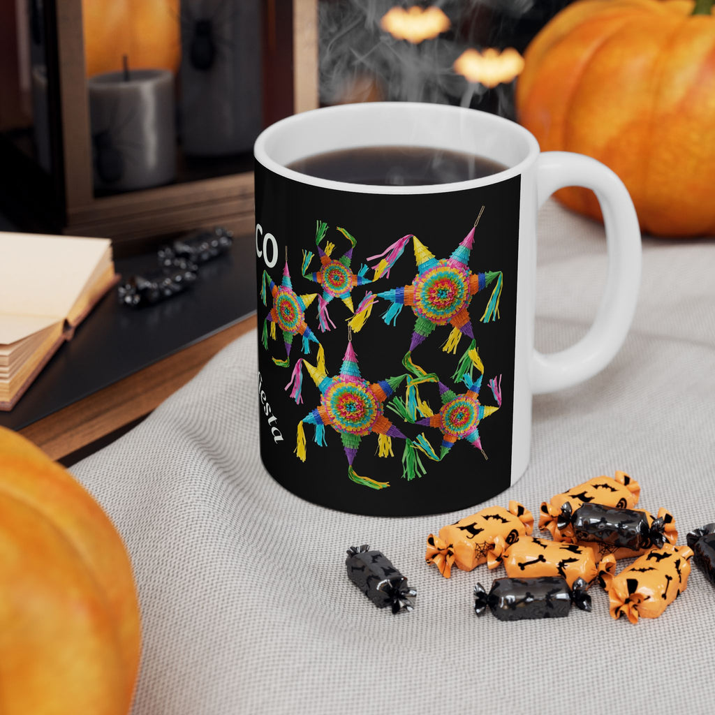 Mexico Alegría y Fiesta Mug — Colorful Piñata Ceramic Coffee Cup (11oz, 15oz)