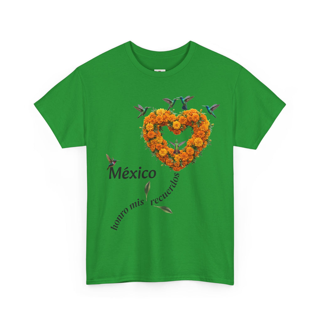 Mexico Marigold Heart T-Shirt – "tomo mis recuerdos" Día de Muertos Tribute