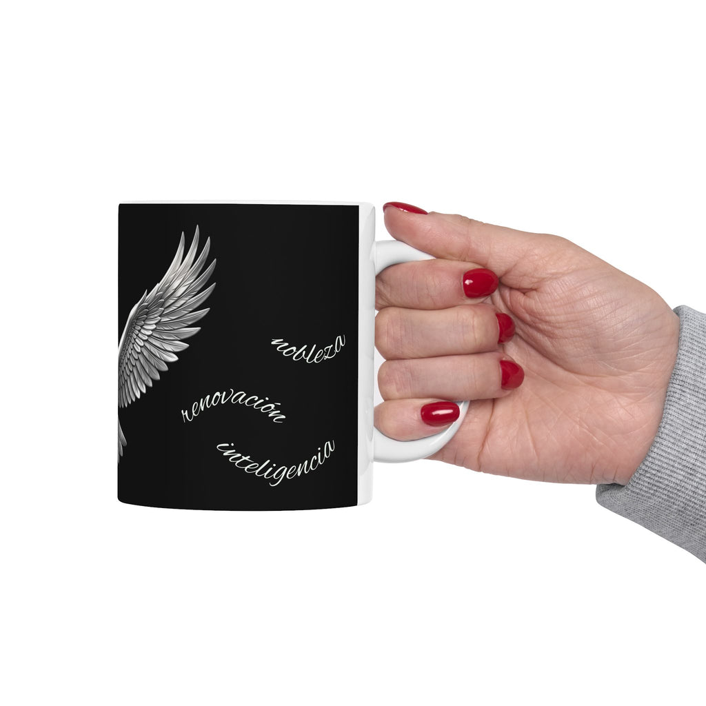 Owl Flight Ceramic Mug — Gothic Black Owl Coffee Cup (11oz, 15oz)