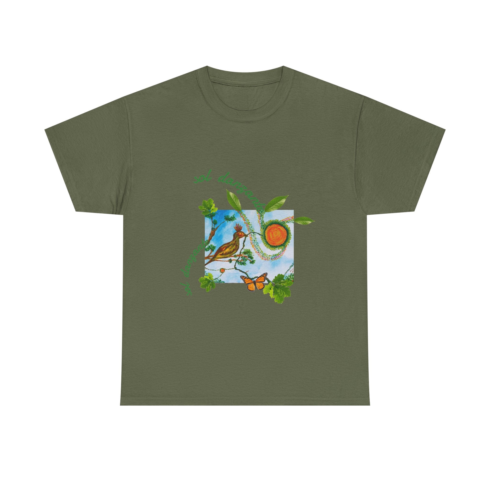 Nature Sunbird Tee — 'sol danzar' Floral Bird Graphic T‑Shirt