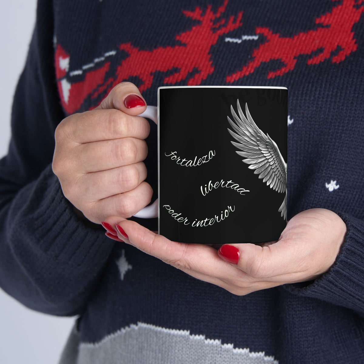 Owl Flight Ceramic Mug — Gothic Black Owl Coffee Cup (11oz, 15oz)