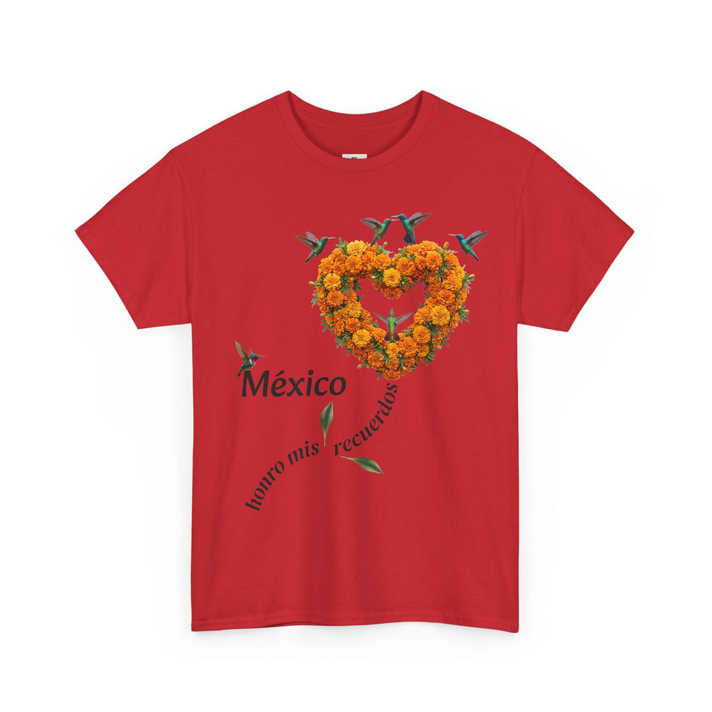 Mexico Marigold Heart T-Shirt – "tomo mis recuerdos" Día de Muertos Tribute