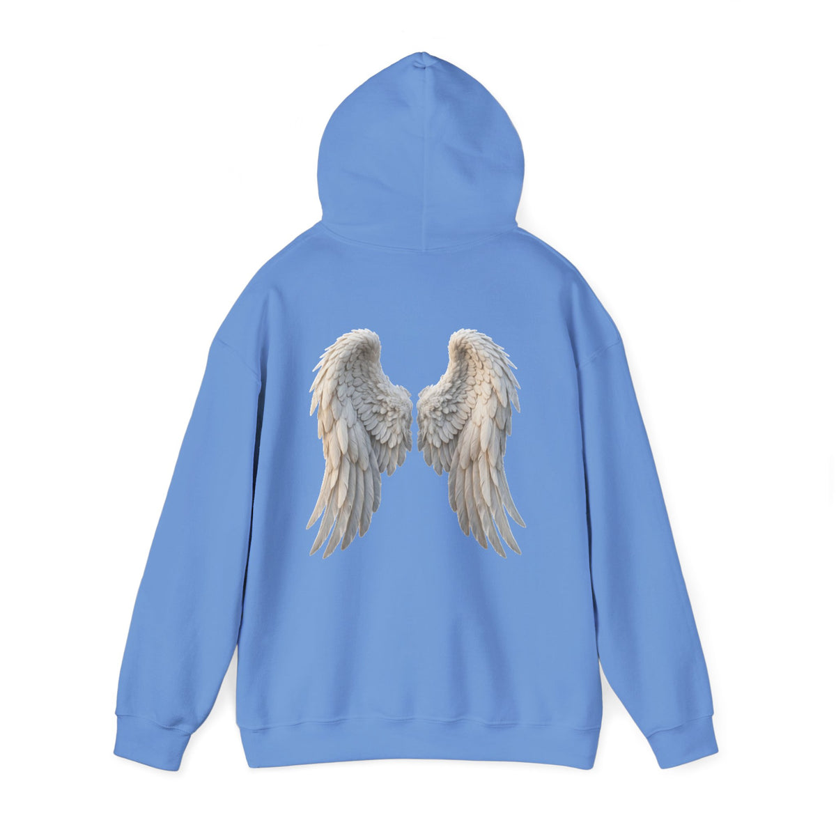 Angel Wings Hoodie — Soft White Back Graphic, Spiritual & Memorial Gift