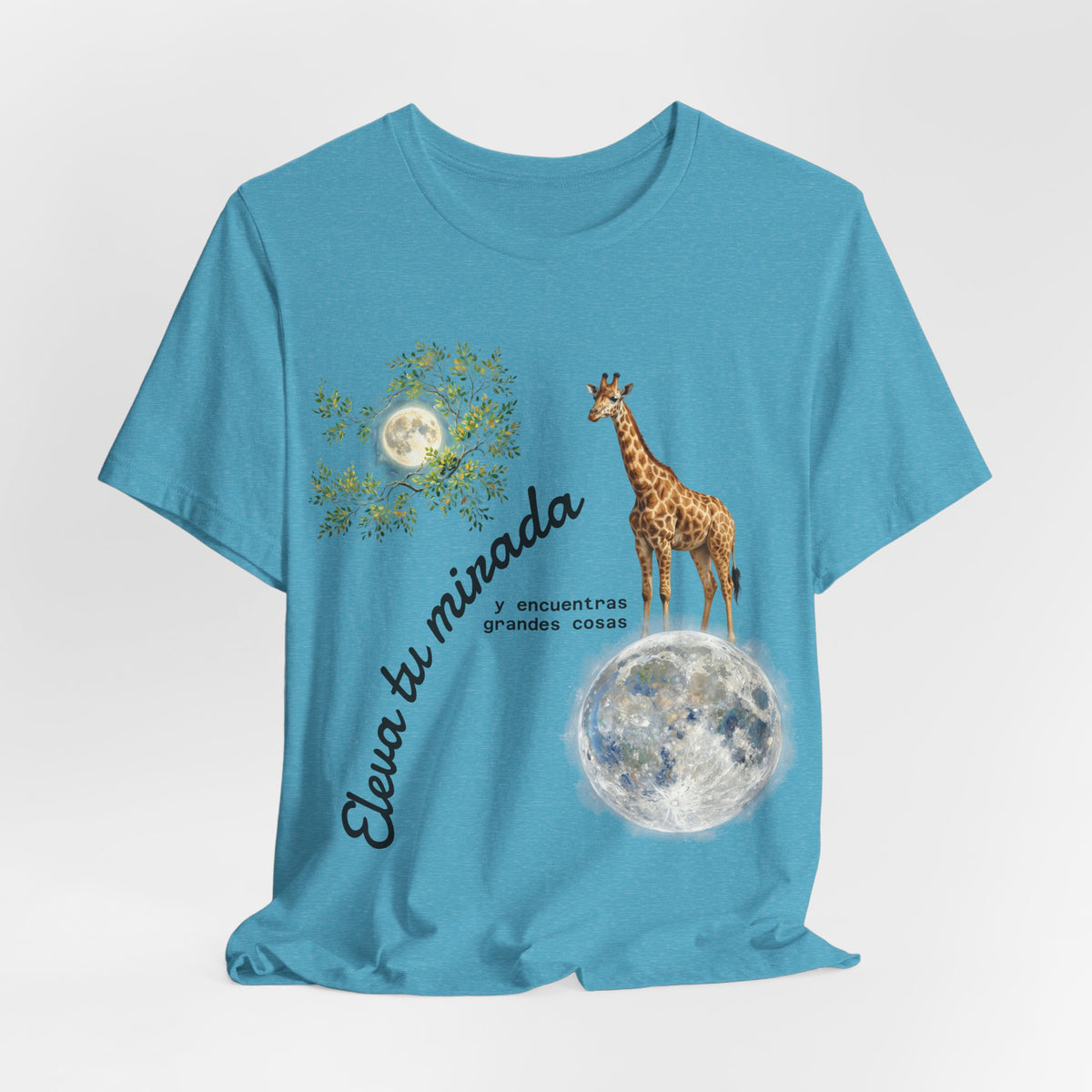 Giraffe Moon Tee — "Eleva tu mirada" Inspirational Graphic T-Shirt