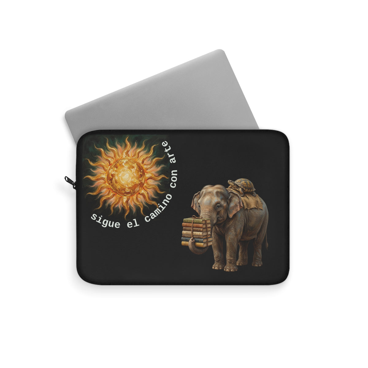 Laptop Sleeve — ‘Sigue el Camino con Arte’ Sun & Elephant Artistic Laptop Sleeve