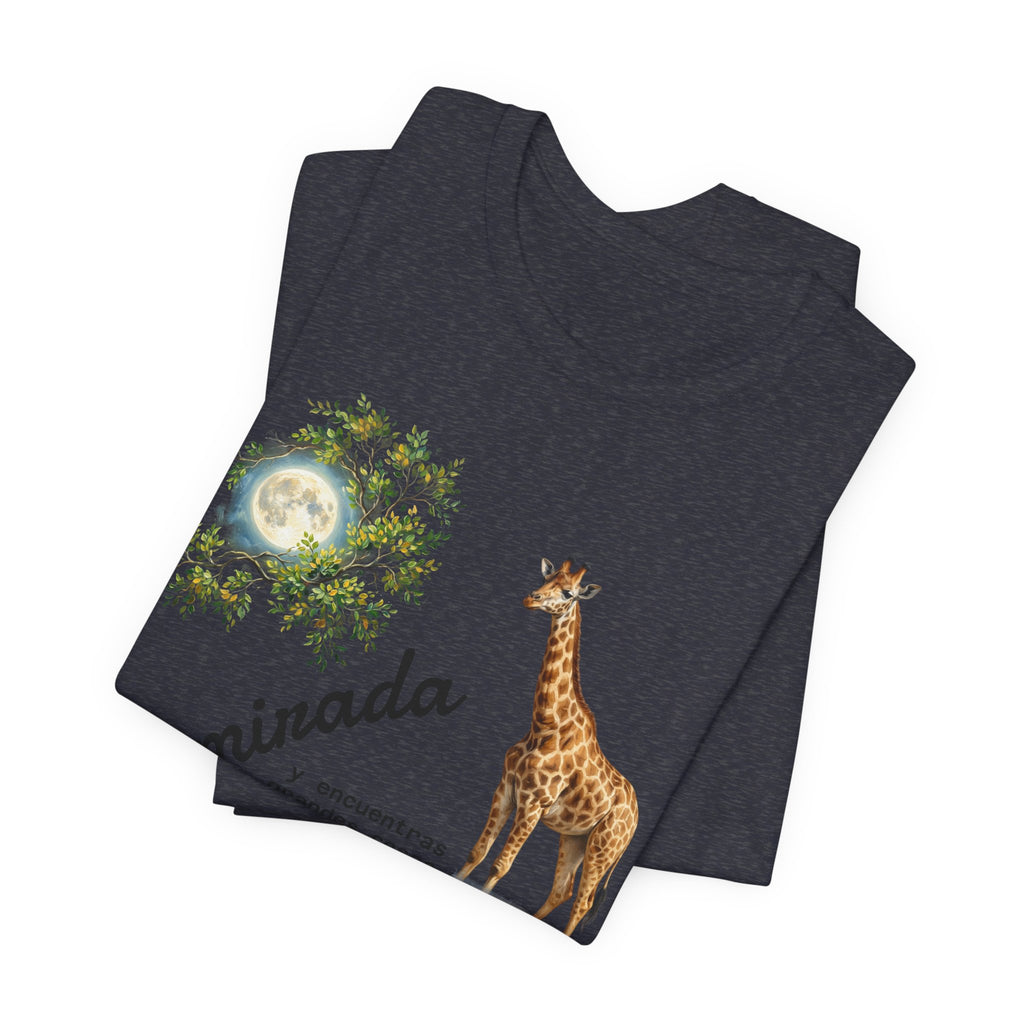 Giraffe Moon Tee — "Eleva tu mirada" Inspirational Graphic T-Shirt