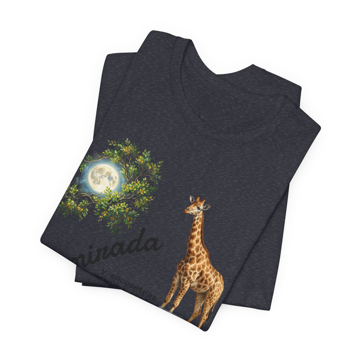 Giraffe Moon Tee — "Eleva tu mirada" Inspirational Graphic T-Shirt