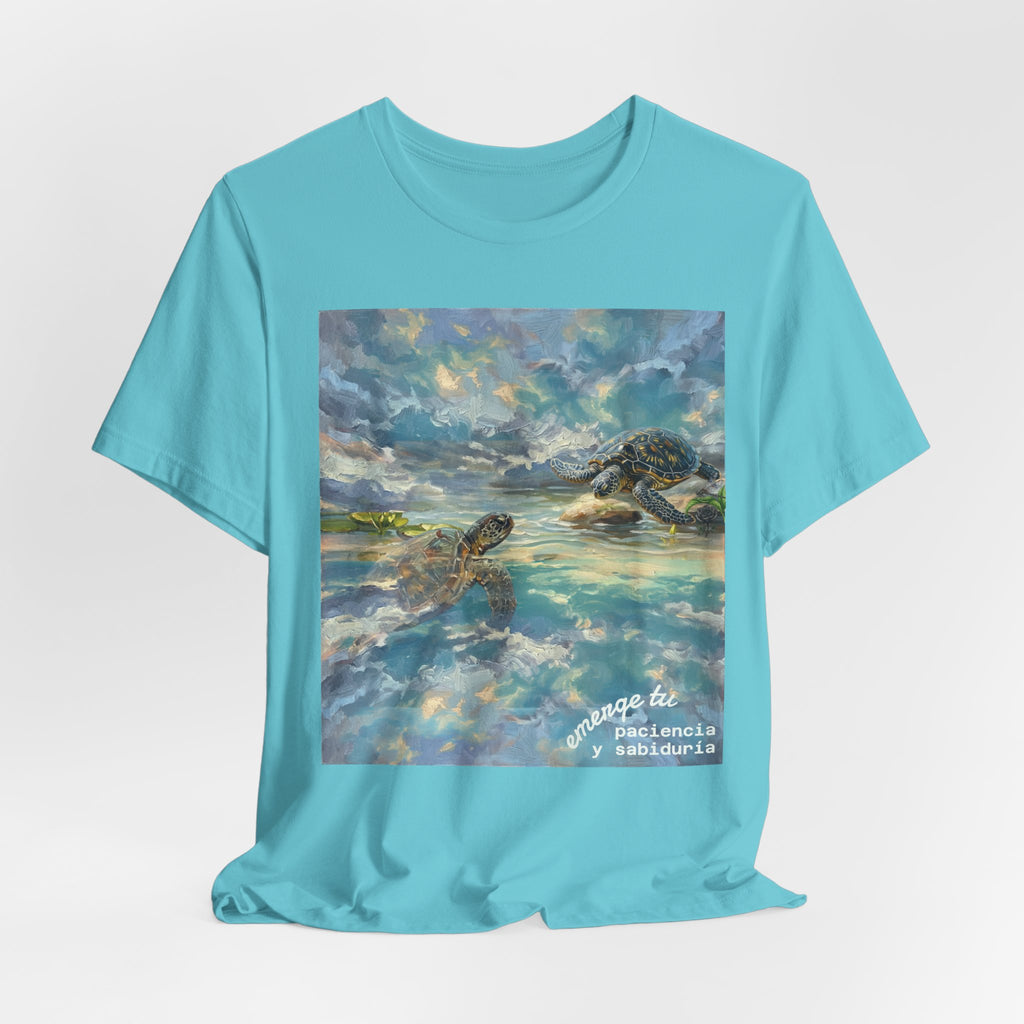 Sea Turtle Beach Art T-Shirt – Coastal Ocean Wave Graphic Tee