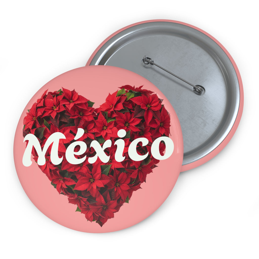 Mexico Poinsettia Heart Pin Button – Holiday Mexico Souvenir