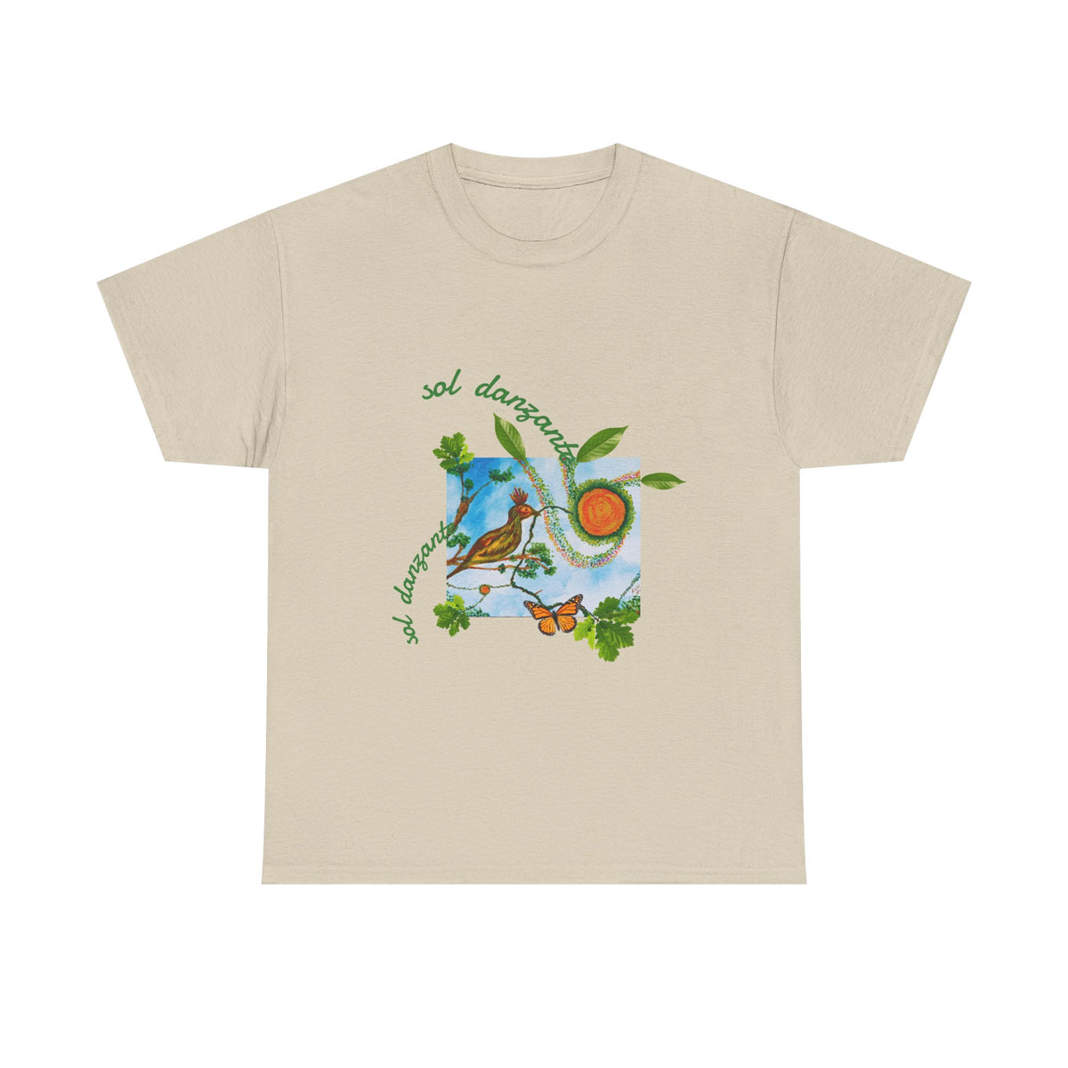 Nature Sunbird Tee — 'sol danzar' Floral Bird Graphic T‑Shirt