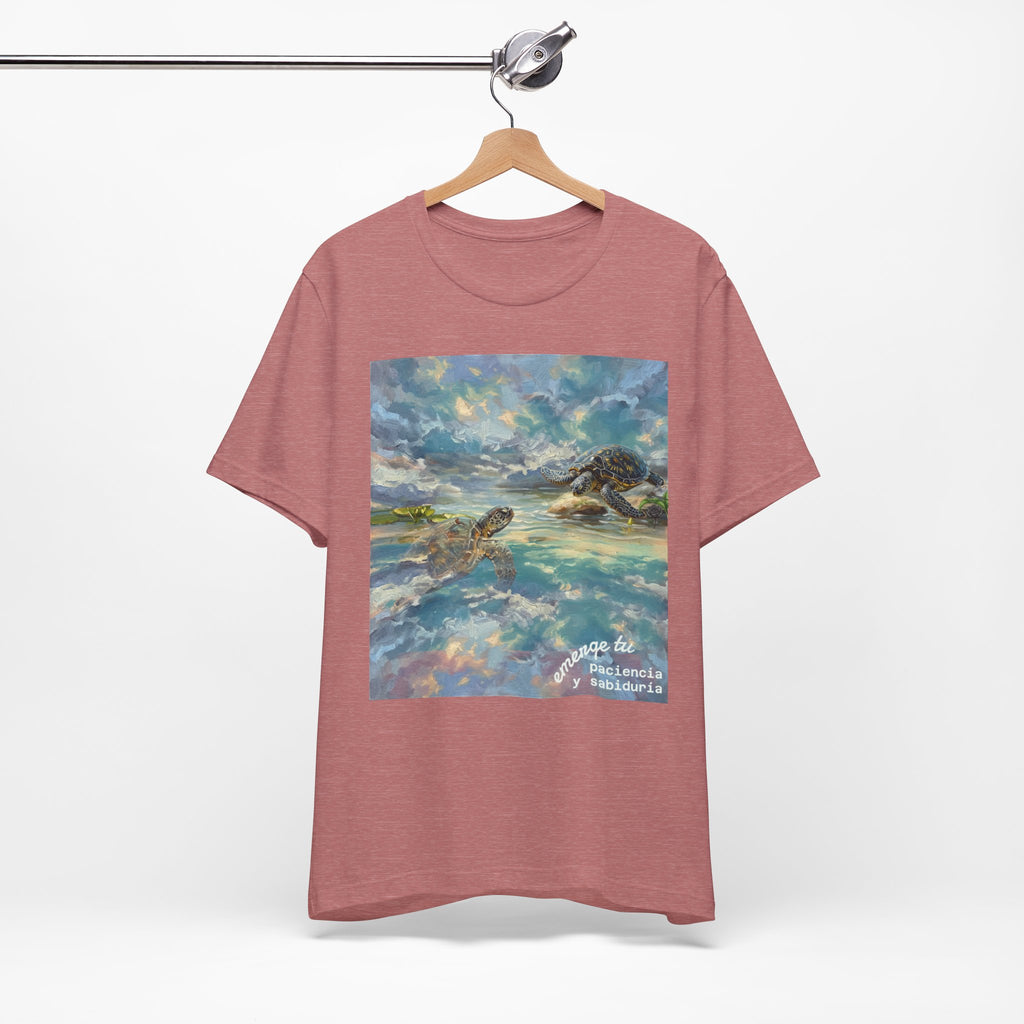 Sea Turtle Beach Art T-Shirt – Coastal Ocean Wave Graphic Tee