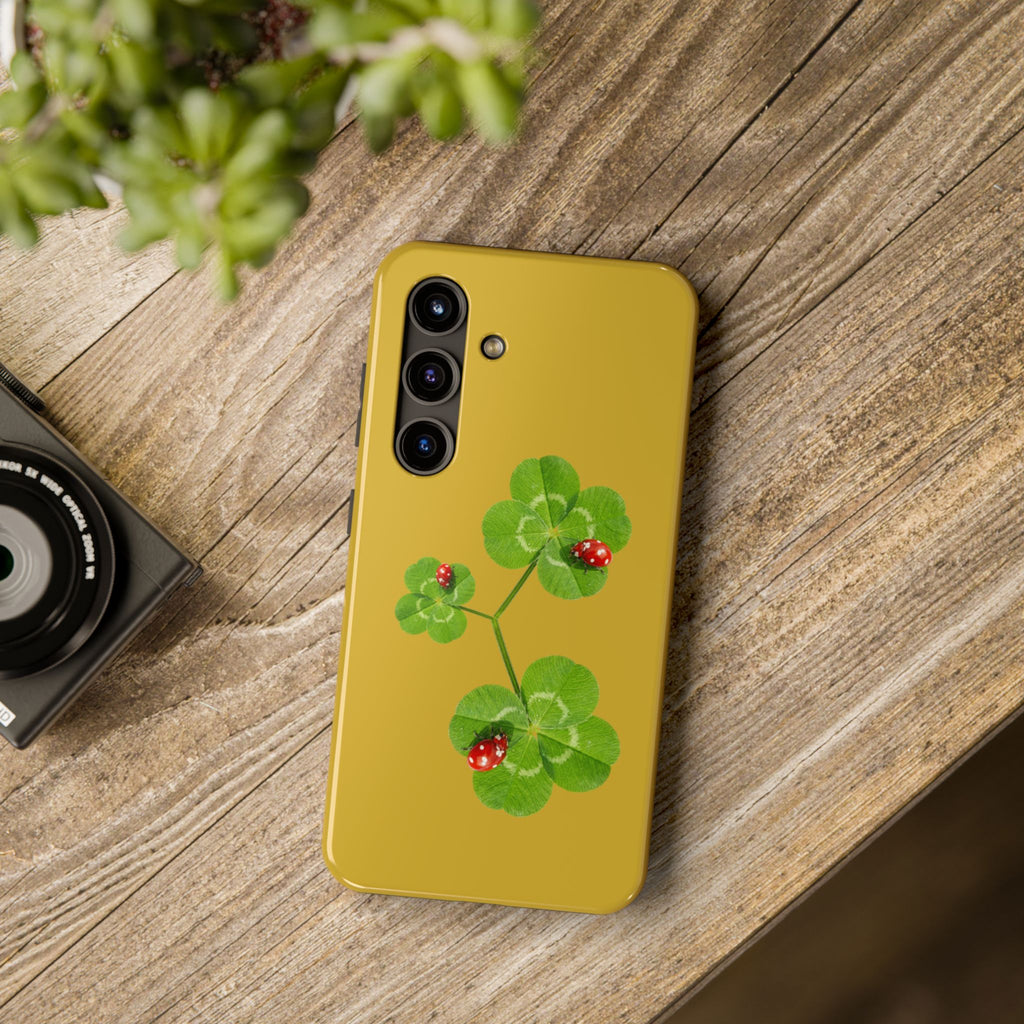 Clover & Ladybug Tough Phone Case — Lucky Botanical Protective Cover