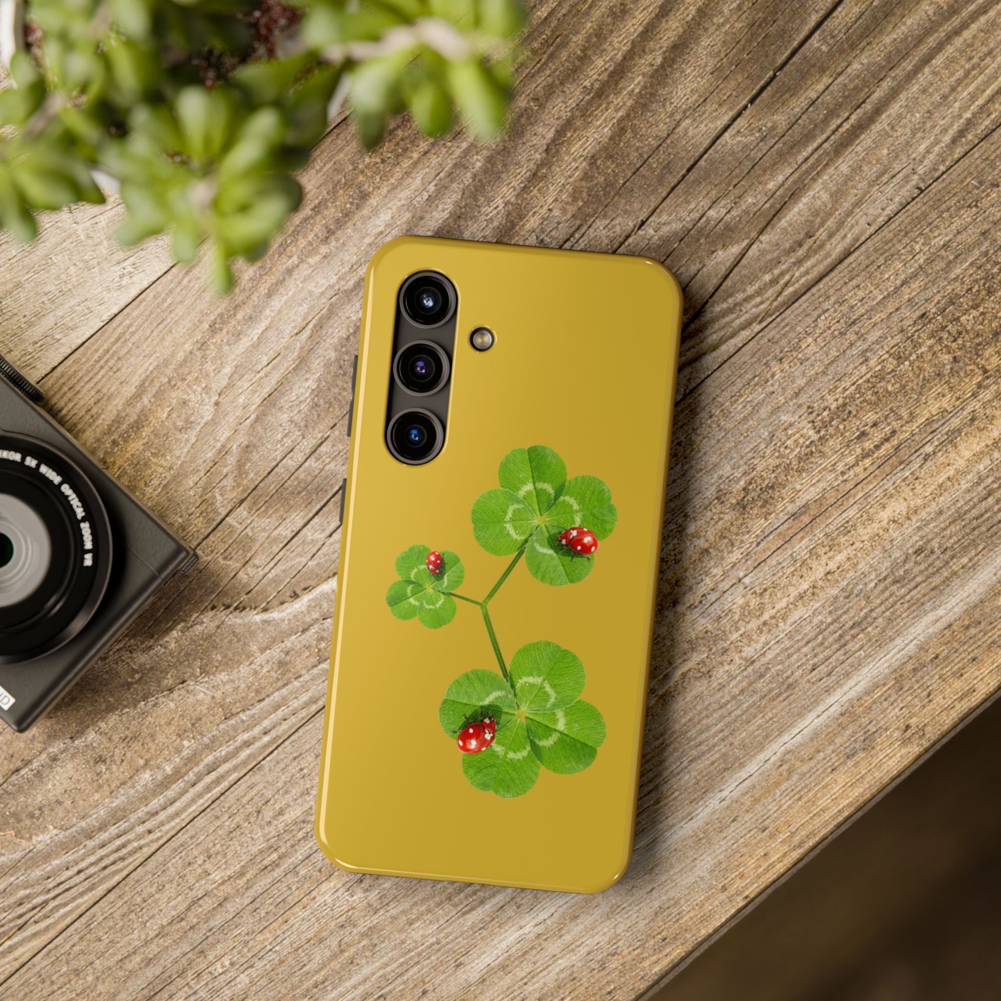 Clover & Ladybug Tough Phone Case — Lucky Botanical Protective Cover