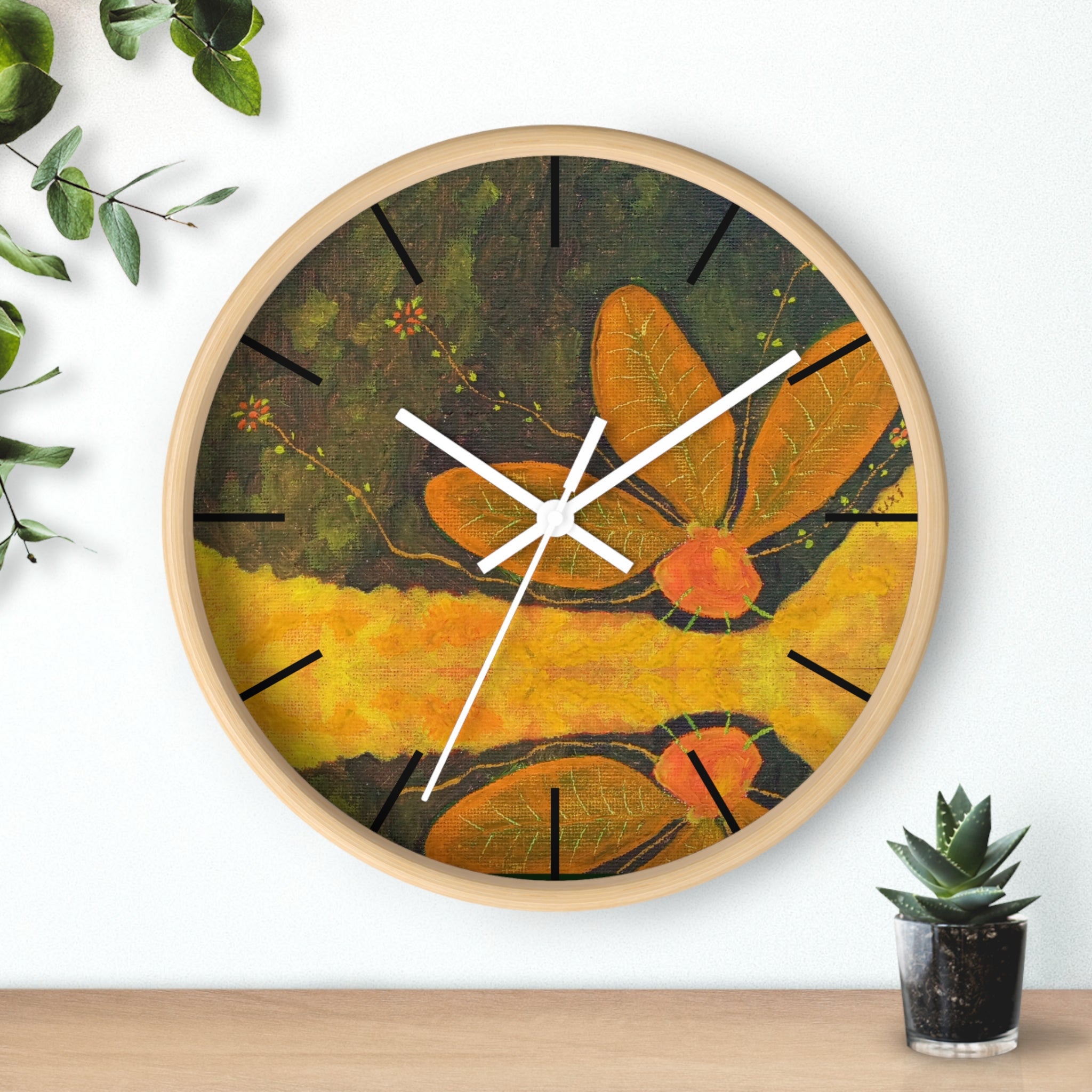 Forest Moon Wall Clock — Hand-Painted Woodland Scene Clock for Nature Lovers