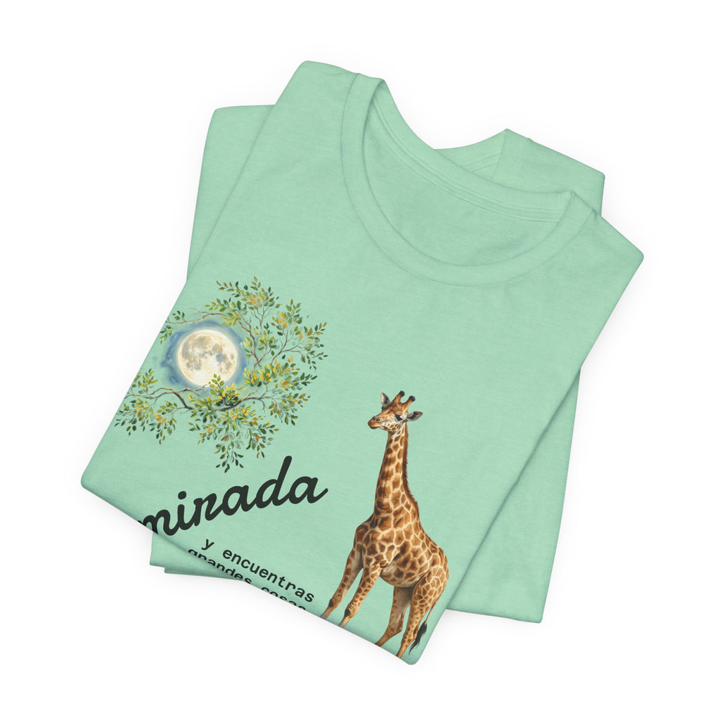 Giraffe Moon Tee — "Eleva tu mirada" Inspirational Graphic T-Shirt