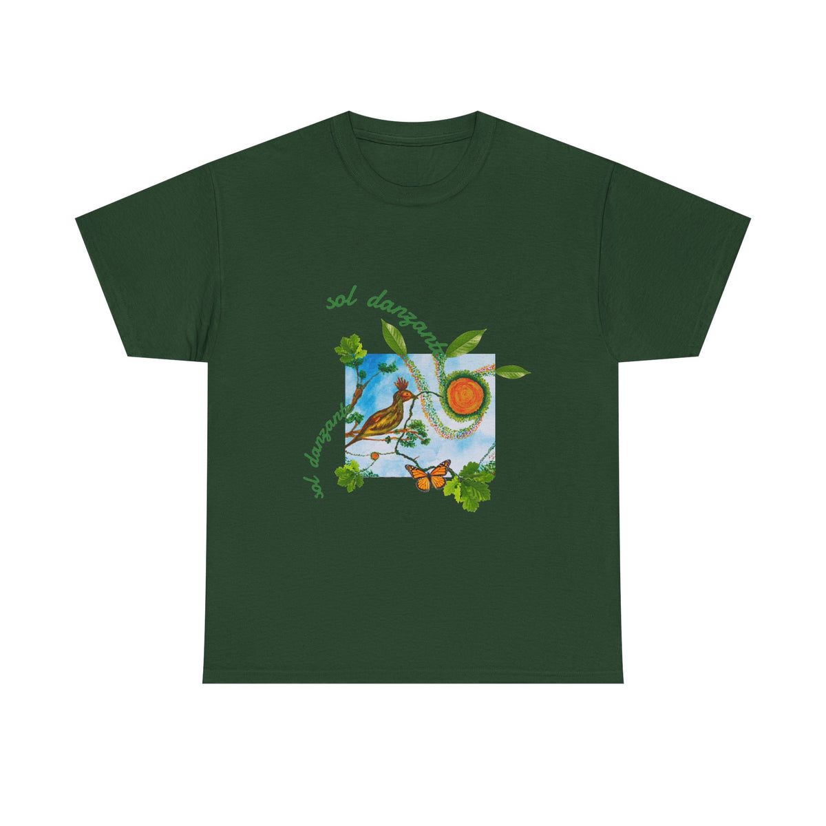 Nature Sunbird Tee — 'sol danzar' Floral Bird Graphic T‑Shirt