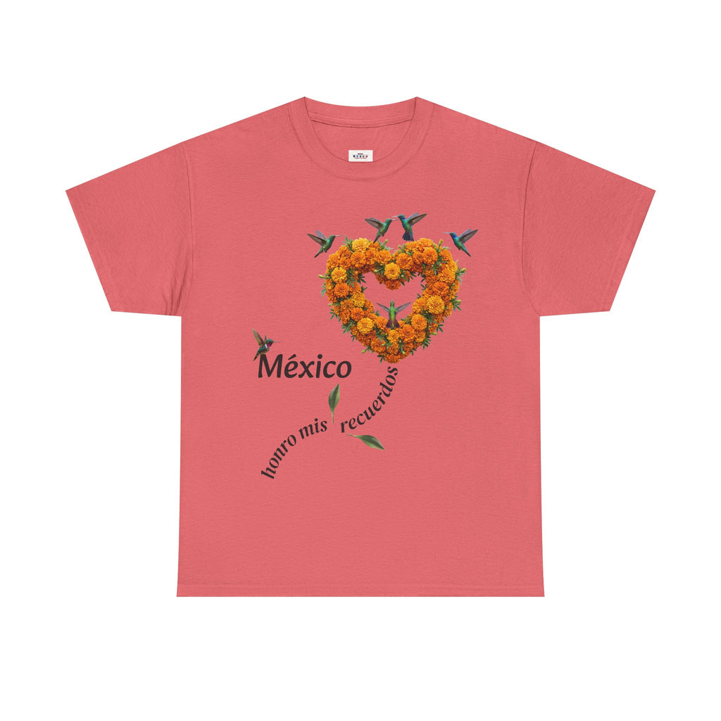 Mexico Marigold Heart T-Shirt – "tomo mis recuerdos" Día de Muertos Tribute