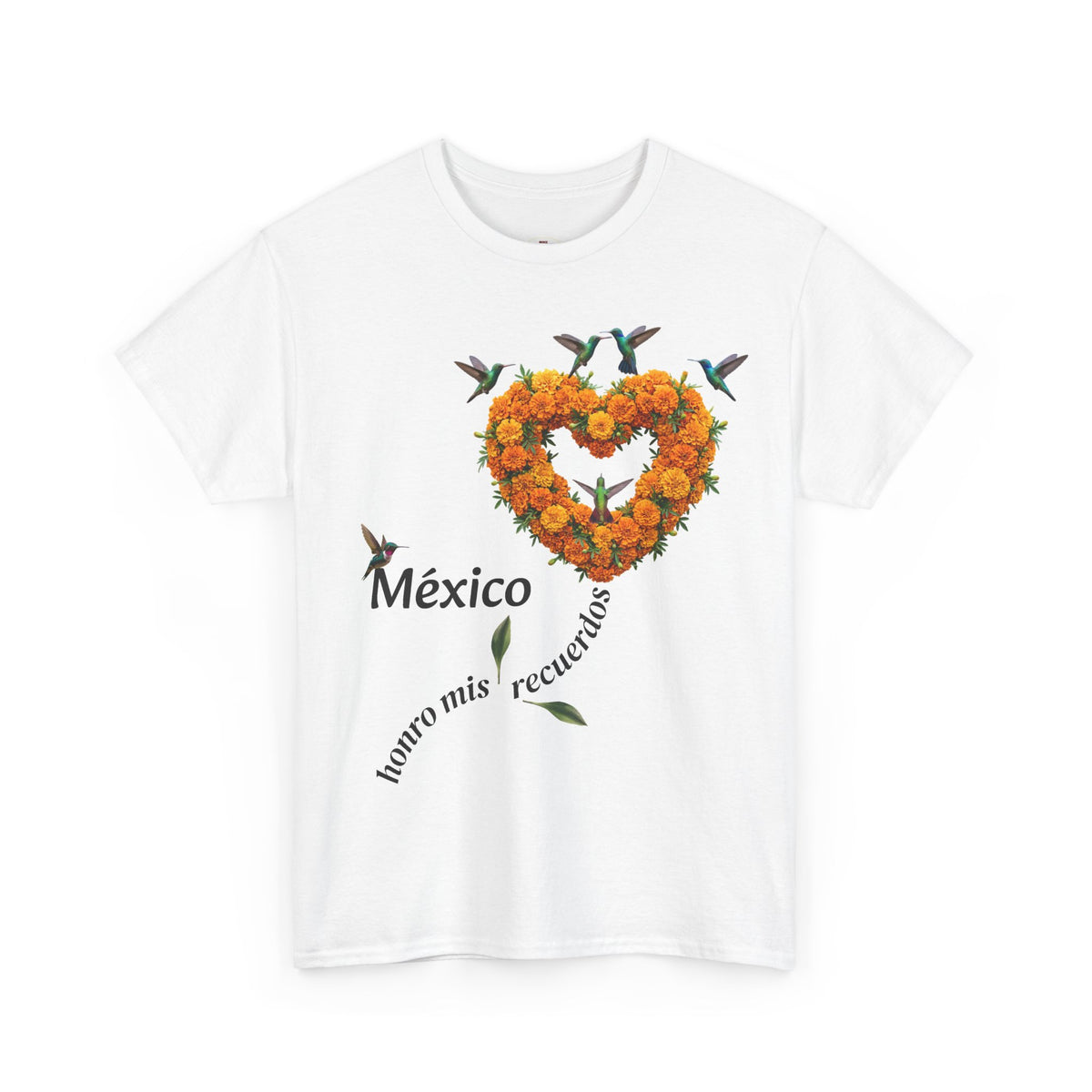 Mexico Marigold Heart T-Shirt – "tomo mis recuerdos" Día de Muertos Tribute