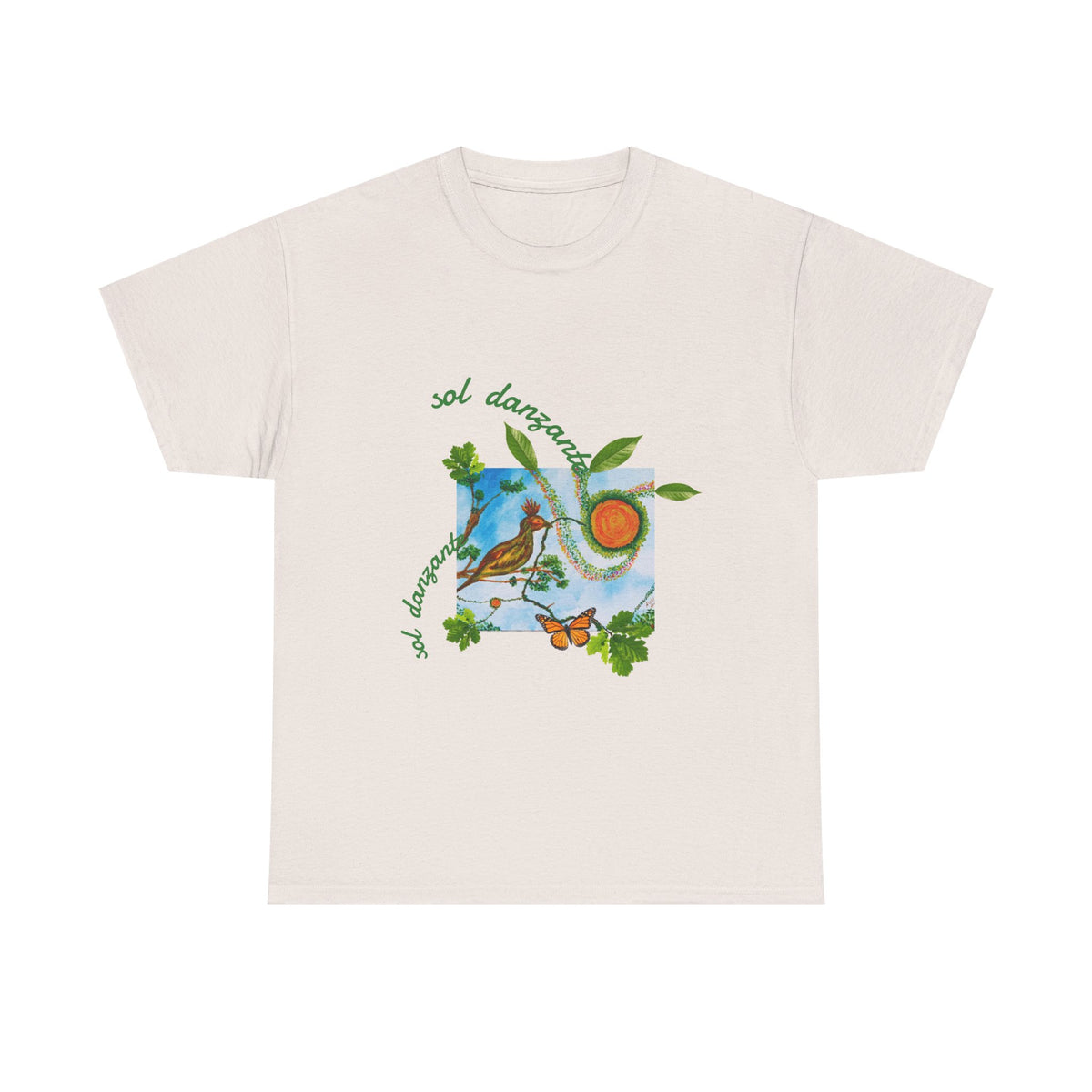 Nature Sunbird Tee — 'sol danzar' Floral Bird Graphic T‑Shirt