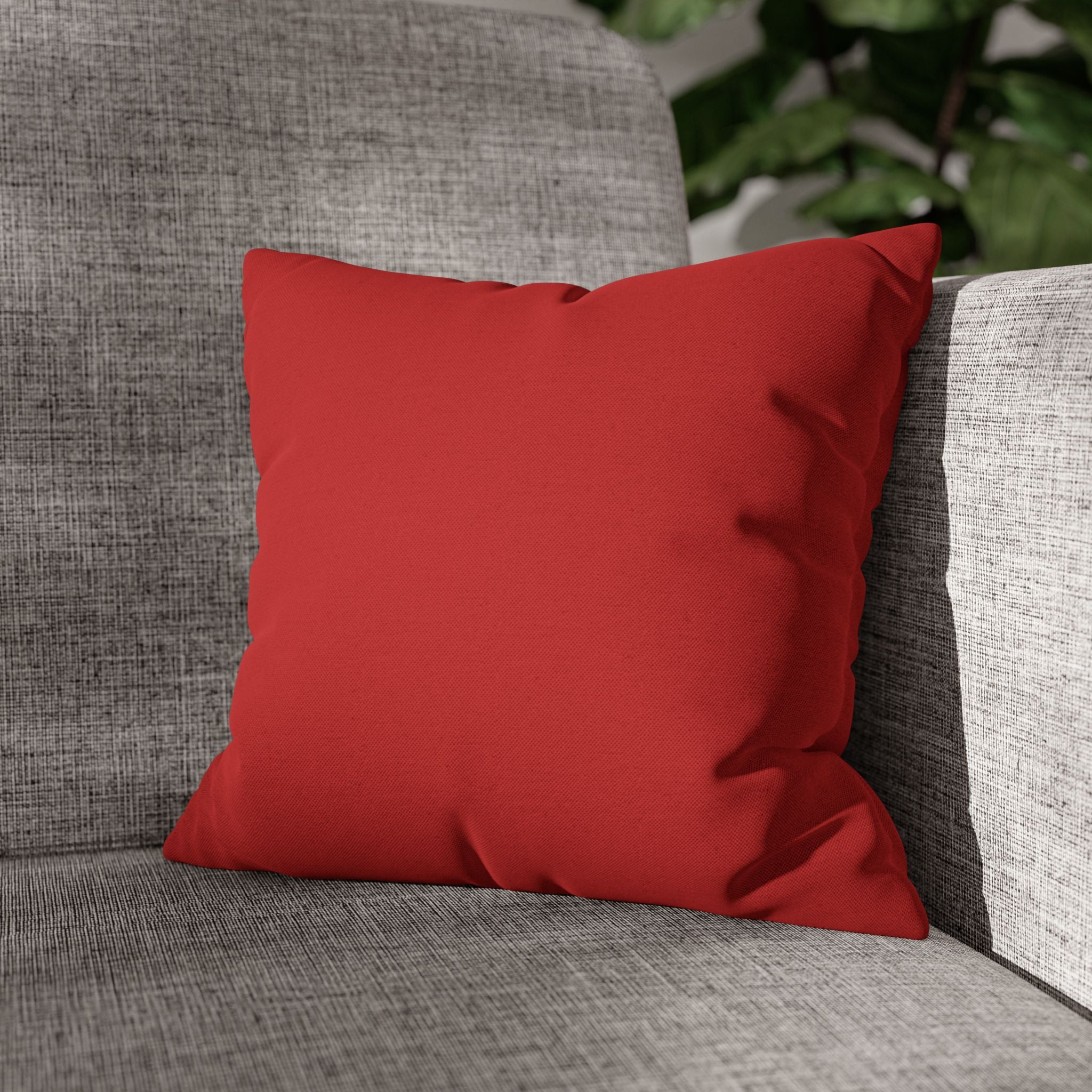 Solid Red Decorative Pillowcase - Spun Polyester Square Throw Pillow Cover