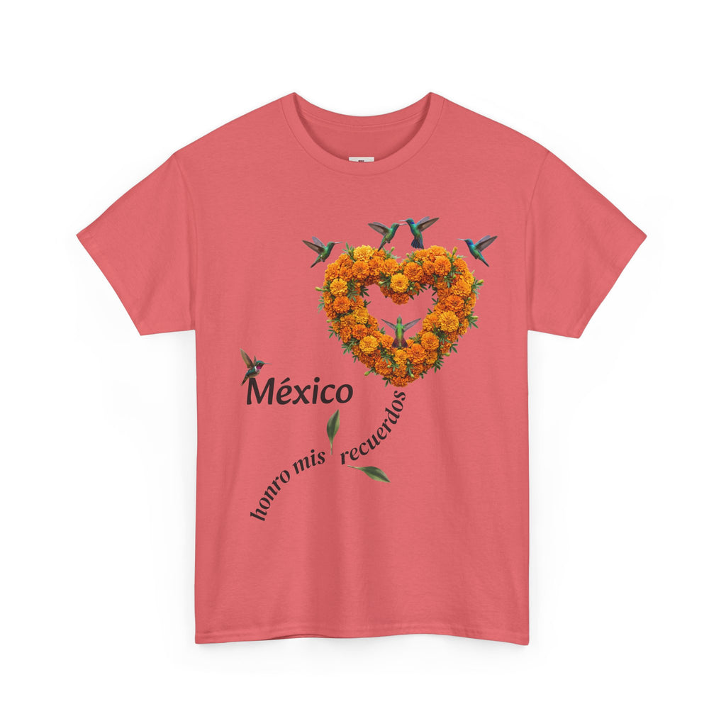 Mexico Marigold Heart T-Shirt – "tomo mis recuerdos" Día de Muertos Tribute