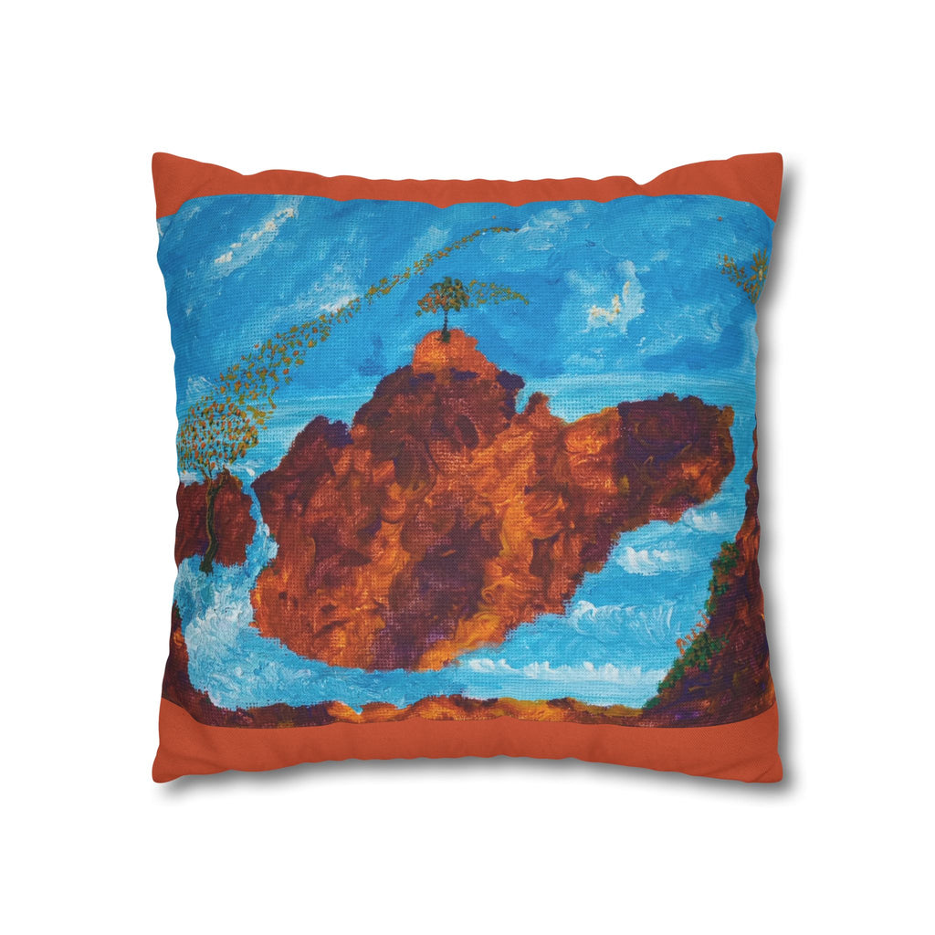 Solo Funda, no incluye relleno.  Accent Pillow with Blue Abstract Tree Panel — Decorative Square Pillowcase