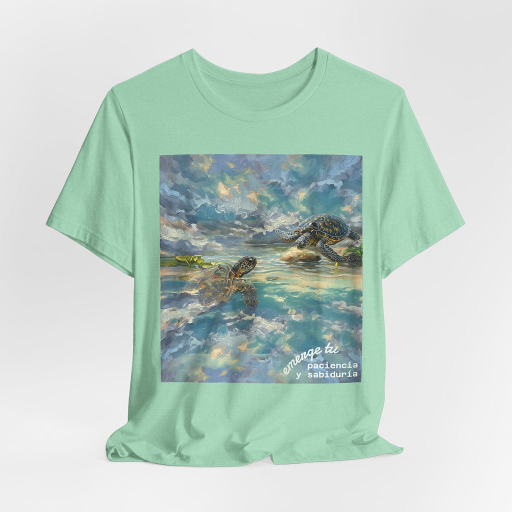Sea Turtle Beach Art T-Shirt – Coastal Ocean Wave Graphic Tee
