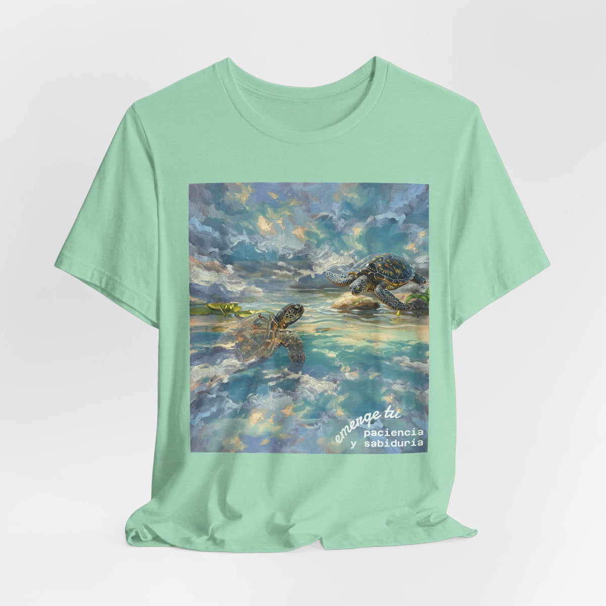 Sea Turtle Beach Art T-Shirt – Coastal Ocean Wave Graphic Tee