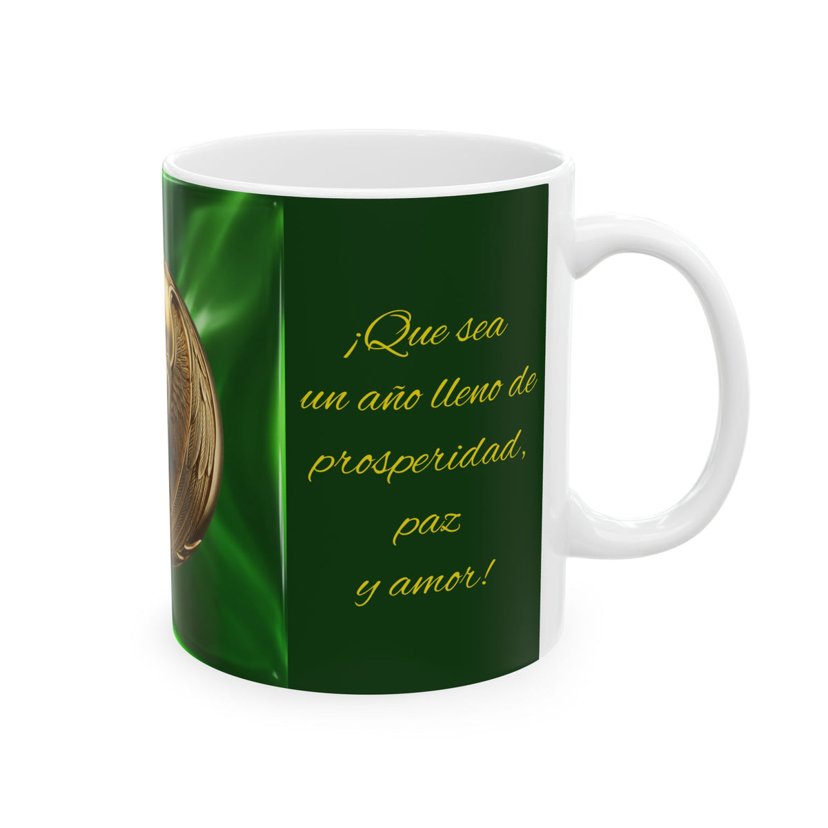 Angel Ornament Ceramic Mug — Green Christmas Angel Mug (11oz/15oz)