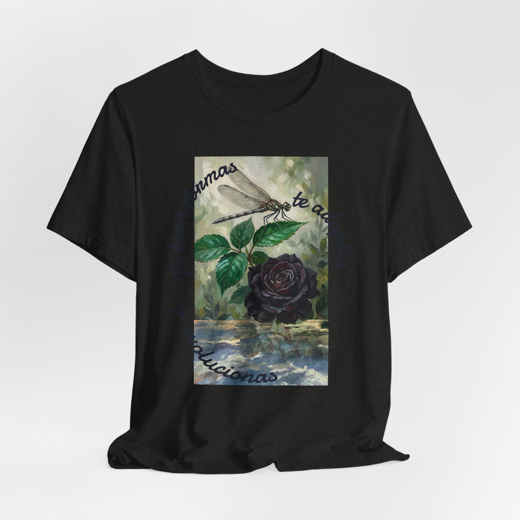 T‑Shirt — Vintage Botanical Dragonfly with Spanish Quote (“Te transformarás, te despertarás y evolucionas”)