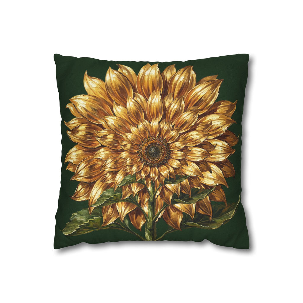Sunflower Pattern Decorative Pillowcase — Golden Blooms Accent Cushion Cover
