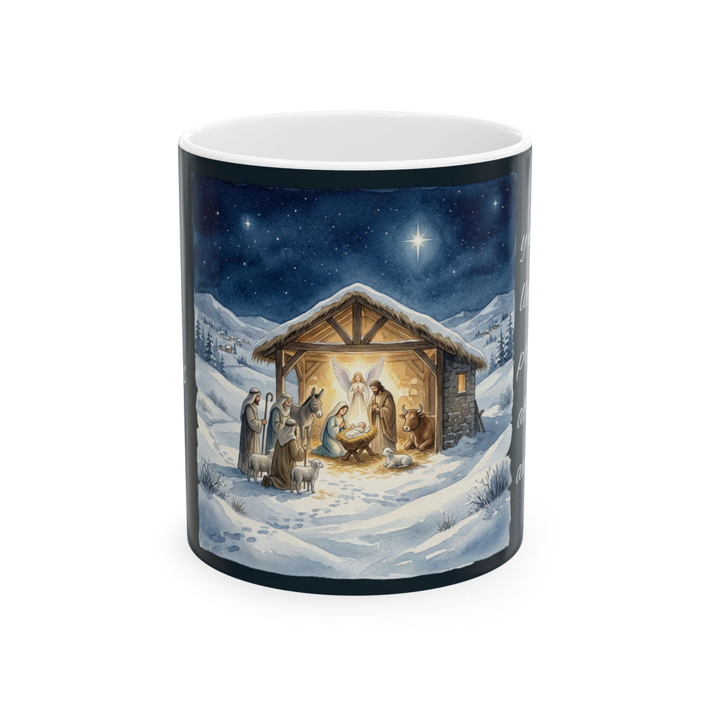 Nativity Scene Christmas Mug — Holy Night Ceramic Coffee Cup (11oz/15oz)