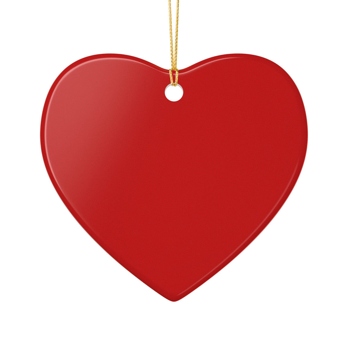 Gold Bow Heart Ceramic Ornament —