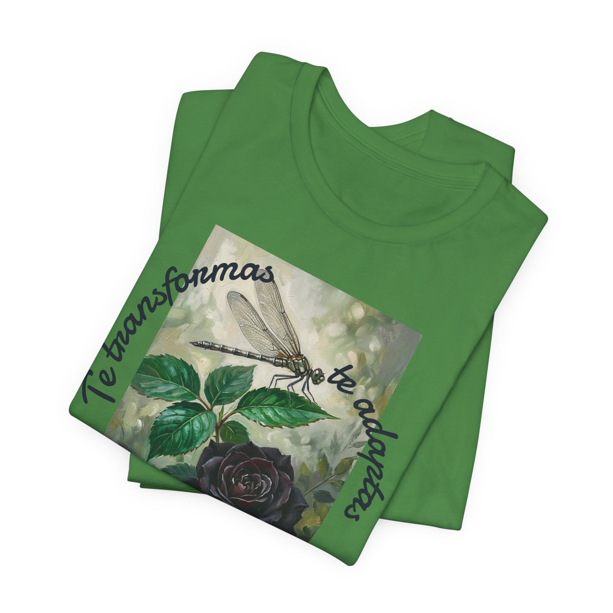 T‑Shirt — Vintage Botanical Dragonfly with Spanish Quote (“Te transformarás, te despertarás y evolucionas”)