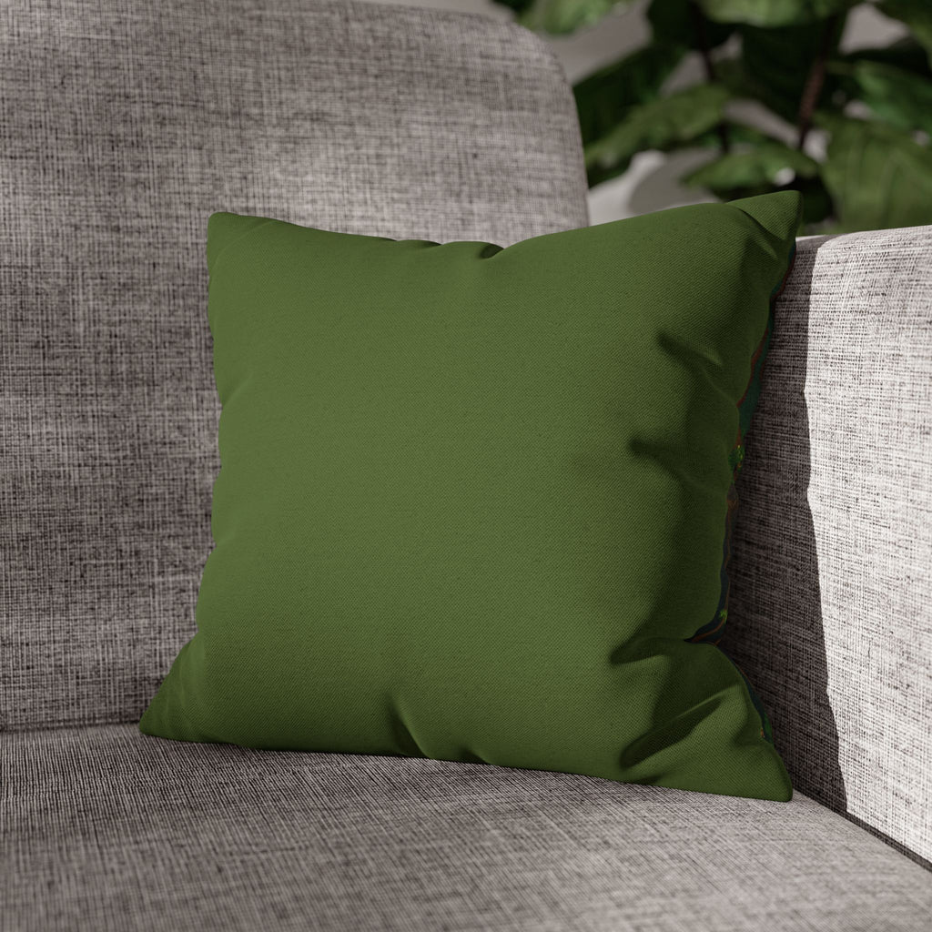 Solo Funda, no incluye relleno. Solid Olive Green Square Pillowcase — Spun Polyester Decorative Throw Pillow Cover