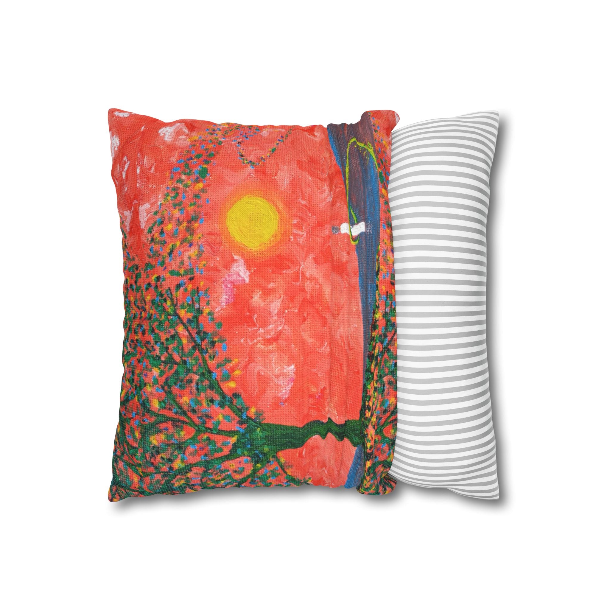 Solo Funda, no incluye relleno.  Orange Decorative Pillowcase — Solid Spun Polyester Square Cushion Cover