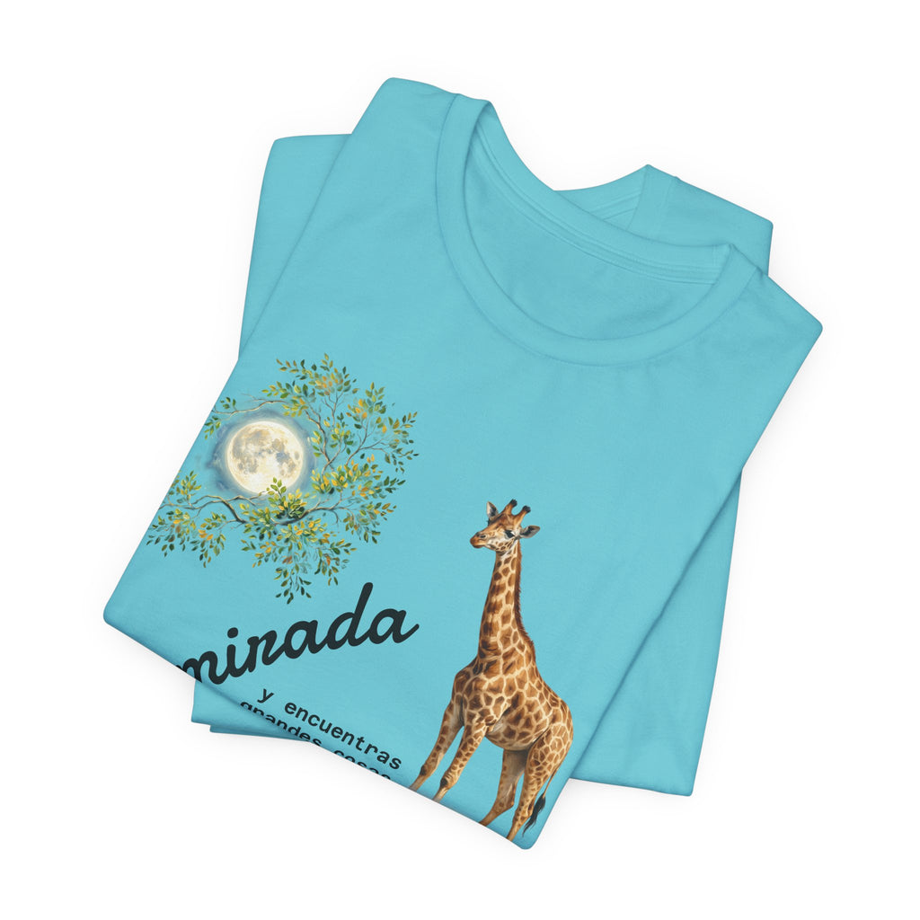 Giraffe Moon Tee — "Eleva tu mirada" Inspirational Graphic T-Shirt