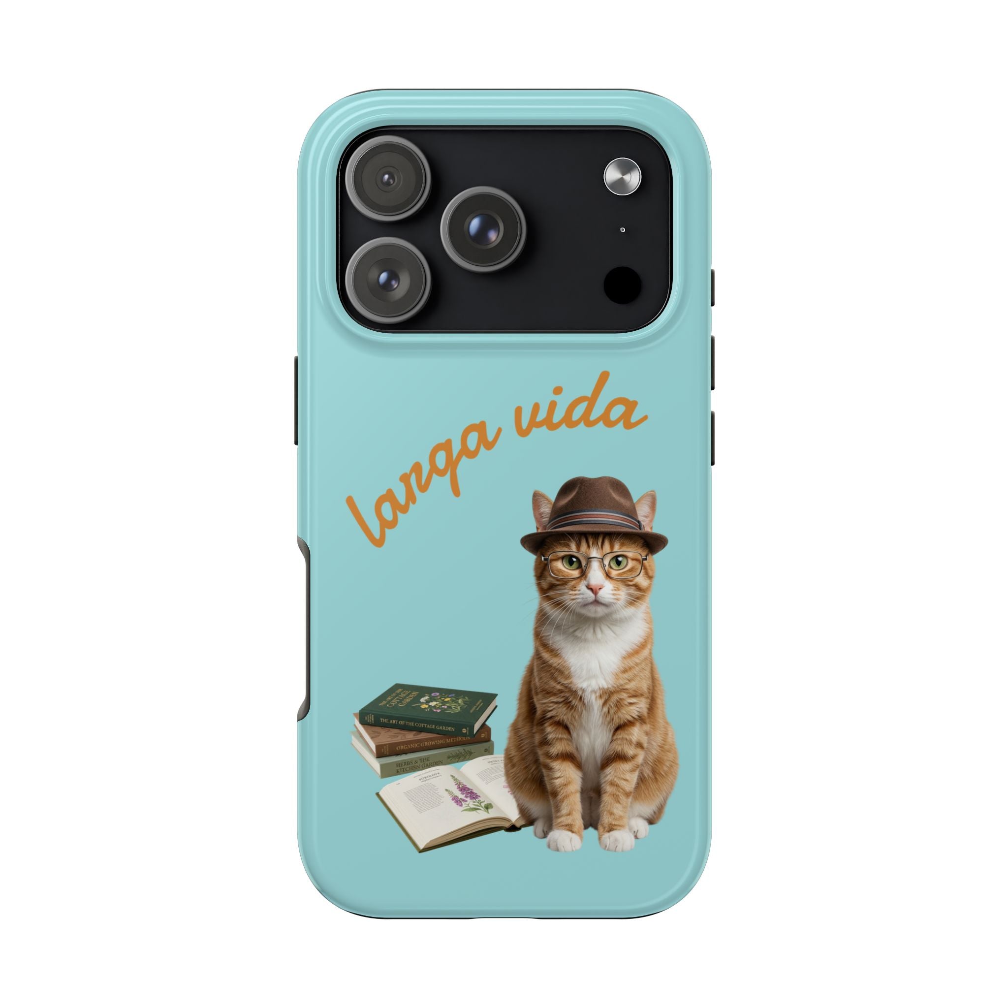 Larga Vida Cat Tough Phone Case – Retro Bookish Ginger Cat Protective Cover