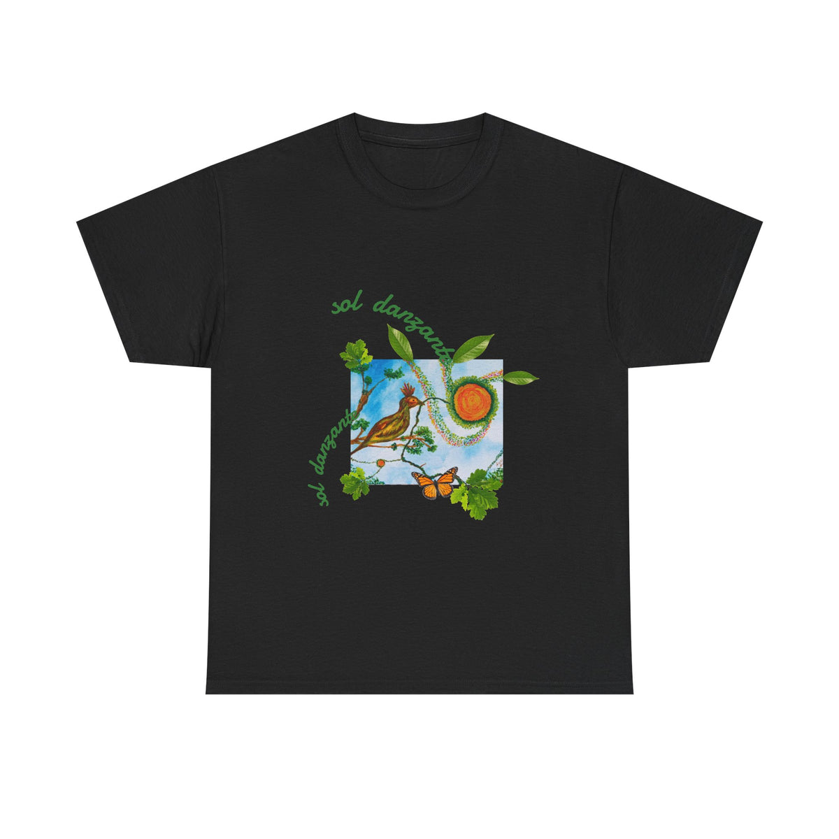 Nature Sunbird Tee — 'sol danzar' Floral Bird Graphic T‑Shirt